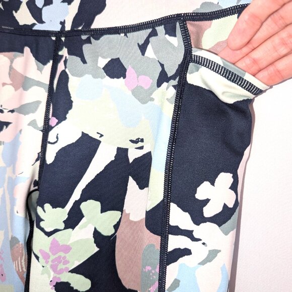 Sweaty Betty | Super Sculpt Full Length Navy & Green Floral Leggings | Size 6 - Picture 6 of 13